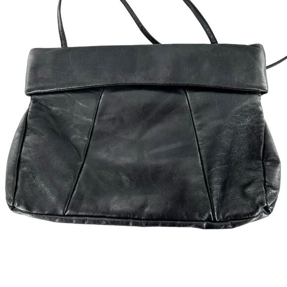 Vintage 80's Loredana Black Leather & Snakeskin Shoulder Bag Crossbody Handbag - Picture 4 of 6